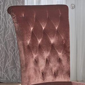 Christopher Knight Home Venetian Tufted Velvet Dining Chair, Blush / Dark Brown