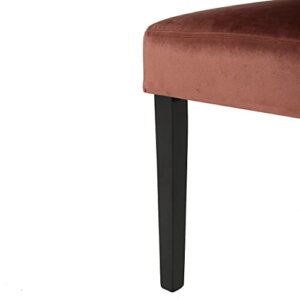 Christopher Knight Home Venetian Tufted Velvet Dining Chair, Blush / Dark Brown