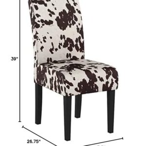 Christopher Knight Home Pertica Contemporary Velvet Dining Chairs, 2-Pcs Set, Milk Cow / Dark Brown