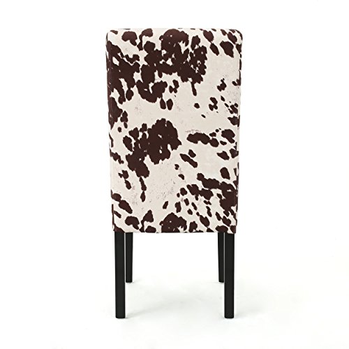Christopher Knight Home Pertica Contemporary Velvet Dining Chairs, 2-Pcs Set, Milk Cow / Dark Brown