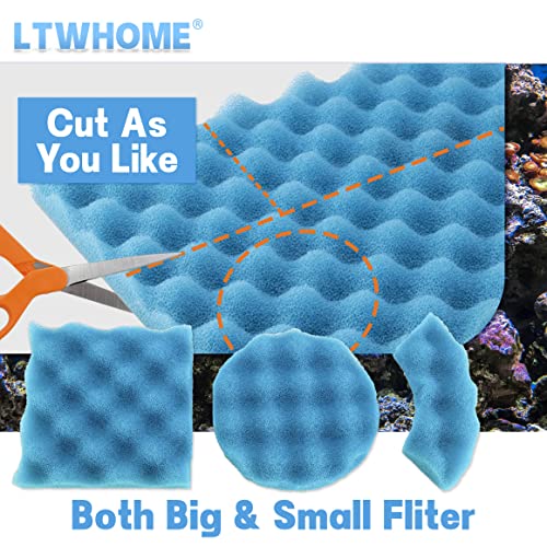 LTWHOME Value Pack of Large DIY Poly Coarse Fine Foam Filter Pads Set for Aquarium Pond(Pack of 7)