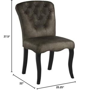 Christopher Knight Home Hallie Traditional Armless Tufted Velvet Armless Dining Chairs, 2-Pcs Set, Grey / Dark Brown