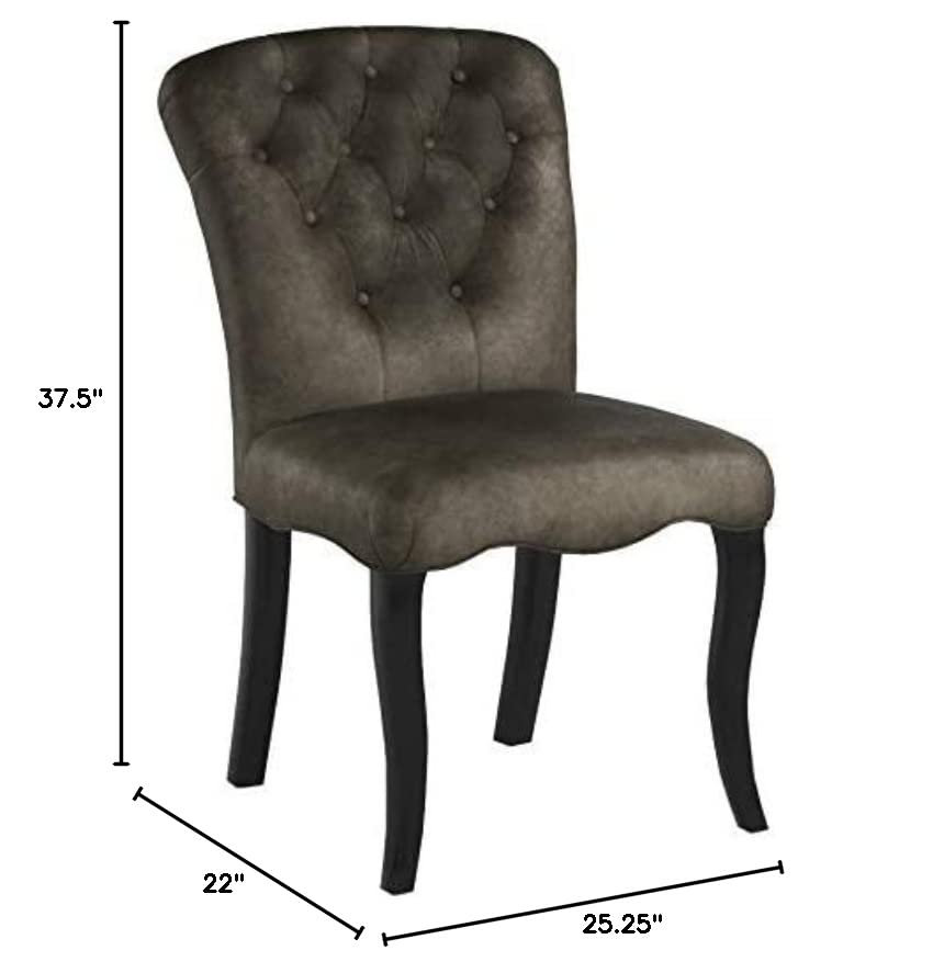 Christopher Knight Home Hallie Traditional Armless Tufted Velvet Armless Dining Chairs, 2-Pcs Set, Grey / Dark Brown