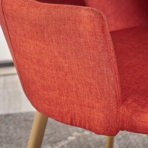 Christopher Knight Home Zeila Mid-Century Modern Fabric Dining Chair with Wood Finished Metal Legs, 2-Pcs Set, Muted Orange / Light Brown