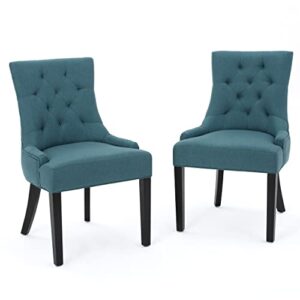 christopher knight home hayden fabric dining chairs, 2-pcs set, dark teal