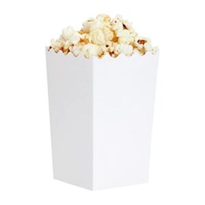 100 Pack White Popcorn Boxes for Party, Bulk Paper Treat Containers for Movie Night Decorations (3.3 x 5.5 x 3.5 in)