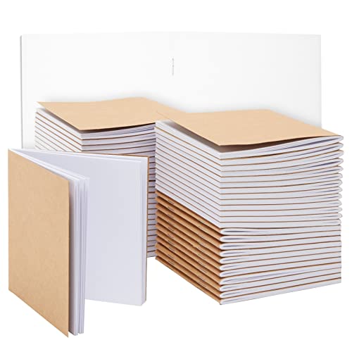 48 Pack Mini Kraft Paper Notebooks, Unlined Blank Journals for Kids, Sketchbooks for Classroom, Party Favors, 24 Sheets (4 x 4 In)