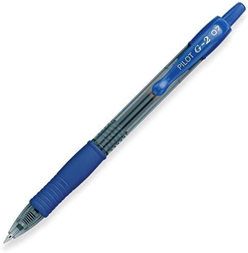 Pilot G2 pens retractable Gel Roller ballpoint 07 Fine pt Black & Blue Bundle (6)