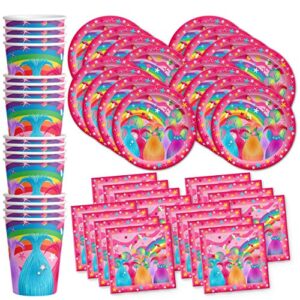 trolls party birthday party supplies set plates napkins cups tableware kit for 16