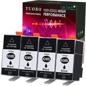 tuobo 4 black replacement for 920 xl ink cartridge with new chip high capacity, compatible with officejet 6500a 6500 6000 7500a 7500 7000 inkjet printer