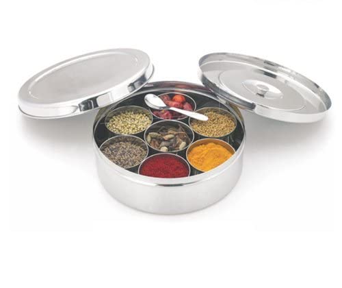 SHREESHANAIK Stainless Steel Masala Box,Stainless Steel Masala Dabba, Stainless Steel Spice Container, Indian Kitchen Spice Box for Chefs