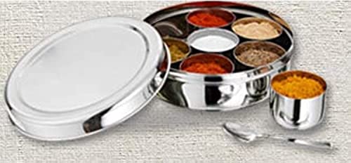 SHREESHANAIK Stainless Steel Masala Box,Stainless Steel Masala Dabba, Stainless Steel Spice Container, Indian Kitchen Spice Box for Chefs