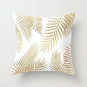 uoopoo gold palm leaves mini pillow decorative pillow 6 x 6 inches soft cotton canvas home decorative,include insert