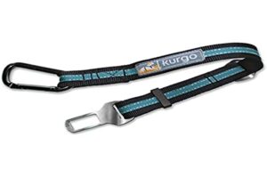 kurgo direct to seat belt tether for dogs, universal car seat belt for pets, adjustable length dog safety beltquick & easy installation, carabiner attachmentcompatible with any pet harness |blue
