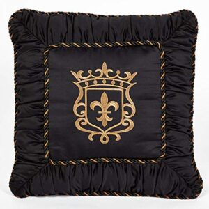 jeffrey home exclusive triomphe embroidered crest square pillow latte 18" square