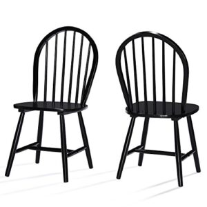 christopher knight home declan farmhouse cottage high back spindled rubberwood dining chairs, 2-pcs set, black