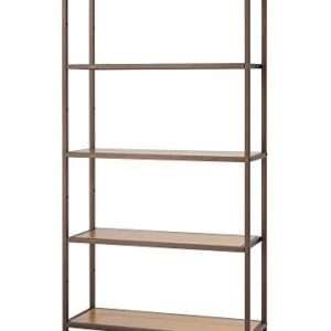 Trinity 5-Tier Bamboo Shelf Tower, Decorative Book Shelf and Display Stand for Living Room, Bedroom Storage, Closet, Home Office, and More, 375 Pound Capacity, 32” by 12” by 60”, Bronze