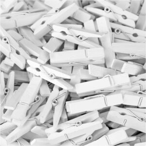 cleverdelights 1 3/8" white mini wood clothespins - 50 pack