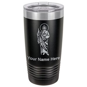 lasergram 20oz vacuum insulated tumbler mug, saint jude, personalized engraving included (black)