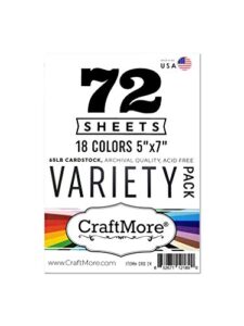 craftmore card stock variety essential pack, 5 by 7 inches, 72 sheets