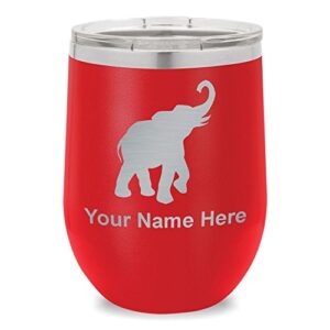 skunkwerkz wine glass tumbler, indian elephant, personalized engraving included (red)