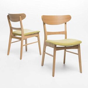 christopher knight home idalia dining chairs, 2-pcs set, green tea / oak finish