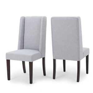 christopher knight home rory fabric dining chairs, 2-pcs set, light grey blue