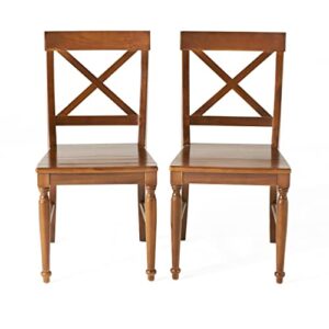 christopher knight home rovie acacia wood dining chairs, 2-pcs set, dark oak
