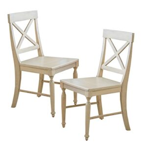 christopher knight home rovie acacia wood dining chairs, 2-pcs set, antique white