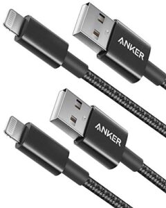 anker 6 ft premium double-braided nylon lightning cable, apple mfi certified for iphone chargers, iphone x/8/8 plus/7/7 plus/6/6 plus/5s, ipad, ipad mini, and more (black)