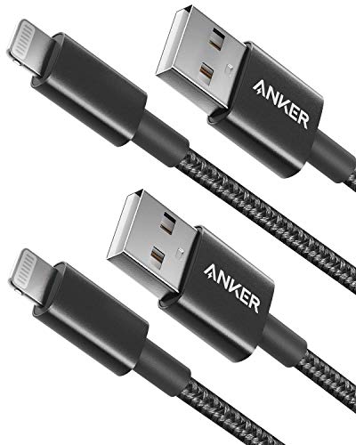 Anker 6 ft Premium Double-Braided Nylon Lightning Cable, Apple MFi Certified for iPhone Chargers, iPhone X/8/8 Plus/7/7 Plus/6/6 Plus/5s, iPad, iPad Mini, and More (Black)