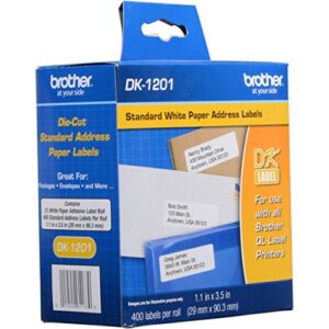 Brother Genuine DK-1201 Die-Cut Standard Address Labels, 400 Labels per Roll, 12 Rolls – for Use with All QL Label Printers