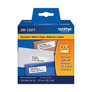 Brother Genuine DK-1201 Die-Cut Standard Address Labels, 400 Labels per Roll, 12 Rolls – for Use with All QL Label Printers