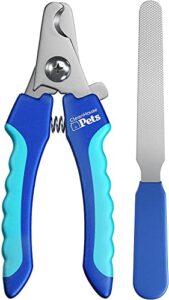 dog nail clippers & cat nail clipper with nail file - small pets - cat nail clippers with safety guard to prevent over-cutting - sharp & stainless steel