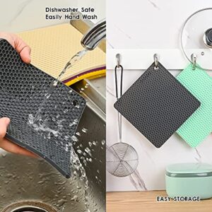 Smithcraft Silicone Trivet Pot Mat for Countertop Trivest Pads Heat Resistant Table Placemats 4 Pack,Size:7.5x7.5 Inch, Color: Grey, Shape:Square