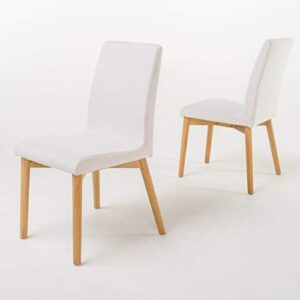 christopher knight home helen mid-century modern dining chairs, 2-pcs set, light beige