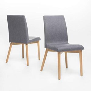 christopher knight home orrin fabric dining chairs, 2-pcs set, dark grey / oak finish