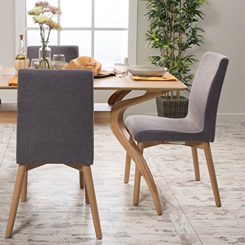 Christopher Knight Home Orrin Fabric Dining Chairs, 2-Pcs Set, Dark Grey / Oak Finish