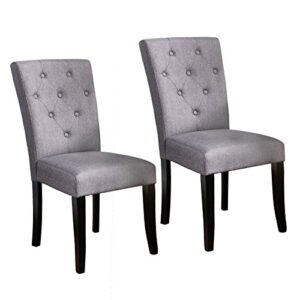 christopher knight home nyomi fabric dining chair, brown and white