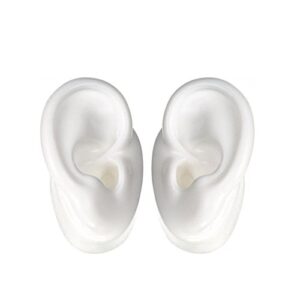 (one pair) silicone ear model soft - flexible earmold ear displays for acupuncture, jewelry, audio music recording, education (white)