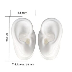 (One Pair) Silicone Ear Model Soft - Flexible Earmold Ear Displays for Acupuncture, Jewelry, Audio Music Recording, Education (White)