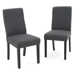 christopher knight home corbin fabric dining chairs, 2-pcs set, dark grey
