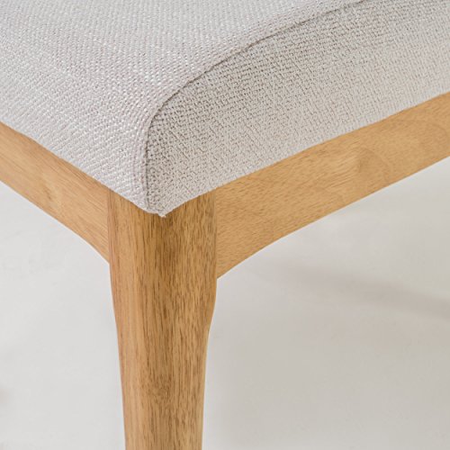 Christopher Knight Home Kwame Fabric / Oak Finish Dining Chairs, 2-Pcs Set, Light Beige