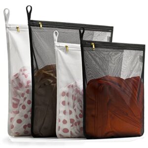 tenrai delicates laundry bags, bra fine mesh wash bag for underwear, lingerie, bra, pantyhose, socks, use ykk zipper, have hanger loops (2 large & 2 medium)