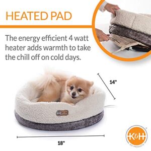 K&H PET PRODUCTS Thermo-Snuggle Cup Bomber - Indoor Heated Cat Bed Gray 14 X 18 Inches