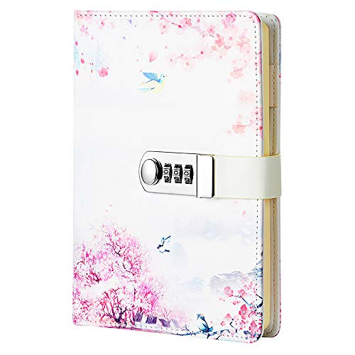 JunShop Creative Password Lock Journal Locked Diary Digital Locking Diary Notepad Book Combination Journal Diary with Lock A5 Planner Cover (Style 4)