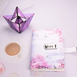 JunShop Creative Password Lock Journal Locked Diary Digital Locking Diary Notepad Book Combination Journal Diary with Lock A5 Planner Cover (Style 4)