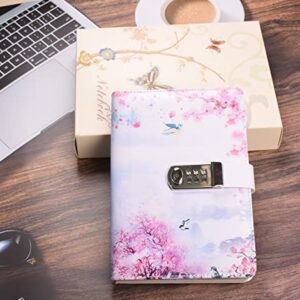 JunShop Creative Password Lock Journal Locked Diary Digital Locking Diary Notepad Book Combination Journal Diary with Lock A5 Planner Cover (Style 4)