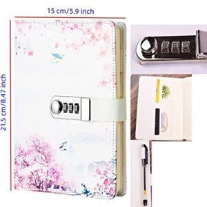 JunShop Creative Password Lock Journal Locked Diary Digital Locking Diary Notepad Book Combination Journal Diary with Lock A5 Planner Cover (Style 4)