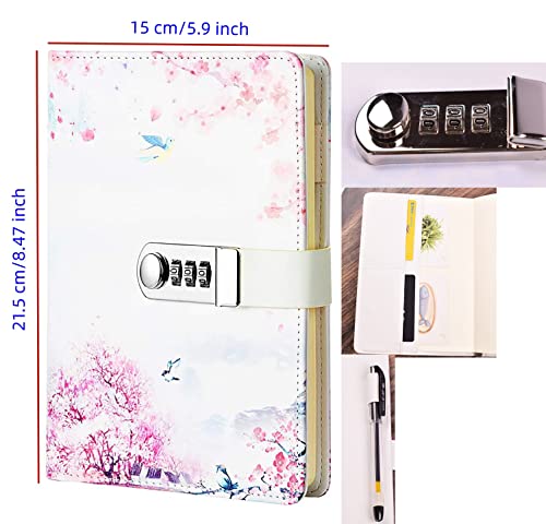 JunShop Creative Password Lock Journal Locked Diary Digital Locking Diary Notepad Book Combination Journal Diary with Lock A5 Planner Cover (Style 4)